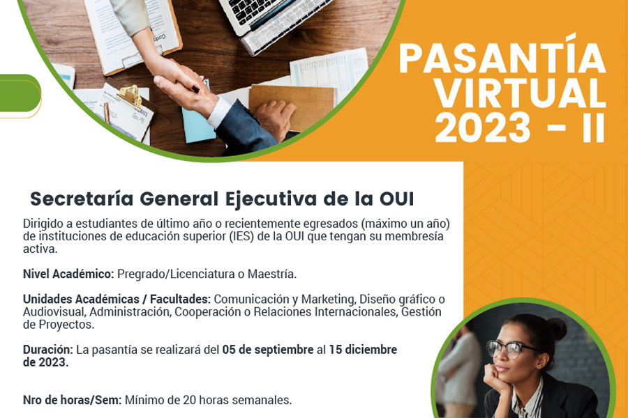 Convocatoria a Pasantías Virtuales de la Organización Universitaria Interamericana (OUI)